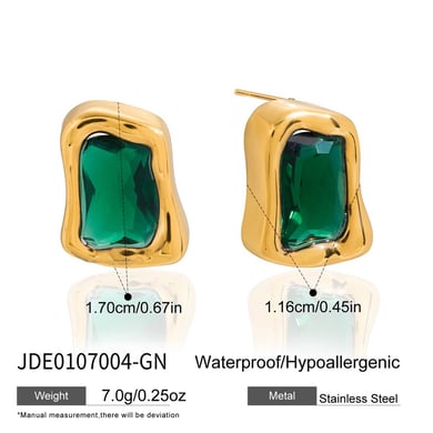 1 Paar strahlende rechteckige Zirkonia-Ohrstecker aus Edelstahl in Goldfarbe für Damen h5 