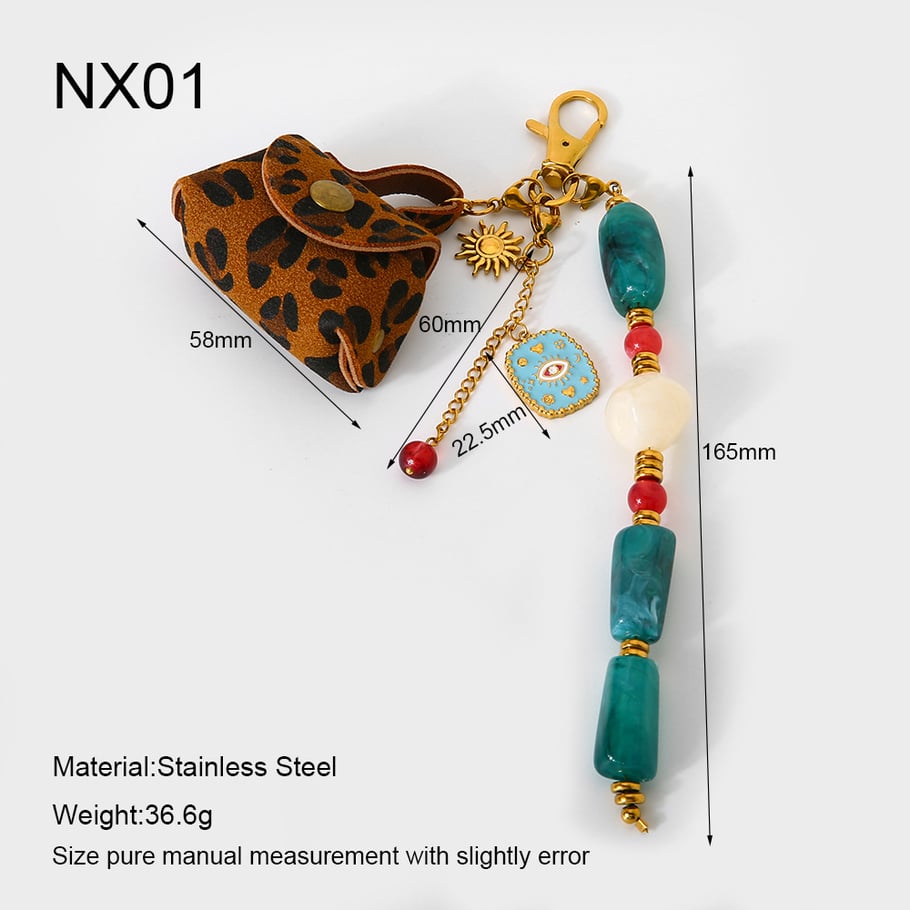 1 String  Casual Devil's Eye Beads Stainless Steel   Women's Bag Charms 