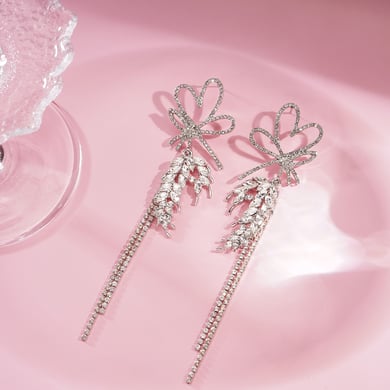 1 Pair Festive Series Flower Tassel Alloy Drop Earrings h5 Picture3