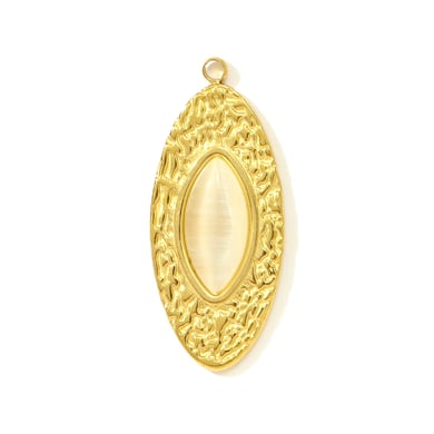 1 pieza elegante colgante circular de acero inoxidable color dorado con piedra natural para mujer h5 