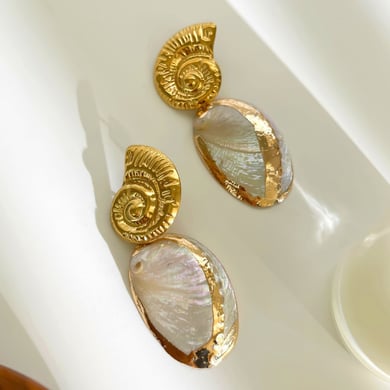 1 Pair Sea Shells  Gold Color Drop Earrings h5 Picture5
