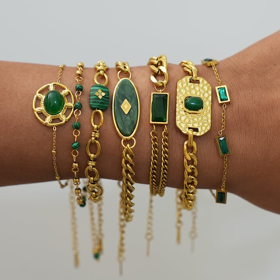 1 Stück Retro Unregelmäßige Form Edelstahl Gold Farbe Damen Kette Armbänder h5Bild4