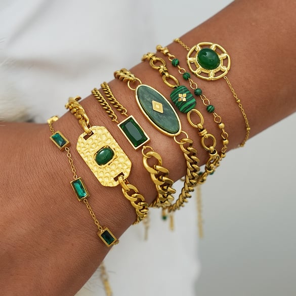 1 Piece  Retro Irregular Shape Stainless Steel   Gold Color  Women's  Chain Bracelets 2
