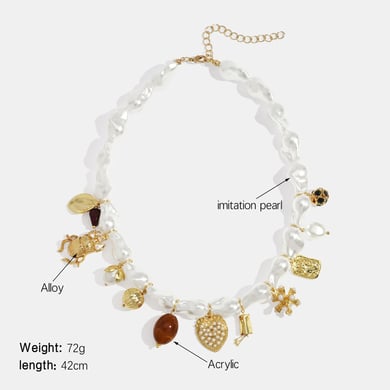 Collier avec pendentif en forme de cœur en perles artificielles, 1 pièce h5 Image2