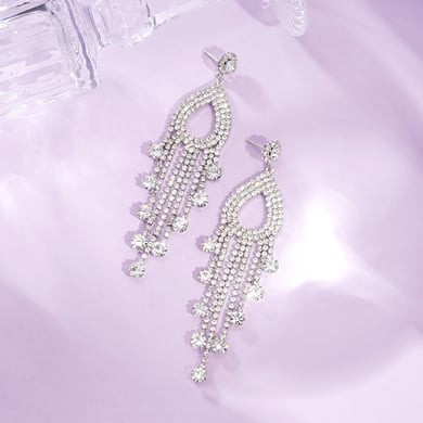 1 Pair Festive Series Irregular Shape Tassel Copper Dangle Earrings h5 Picture4