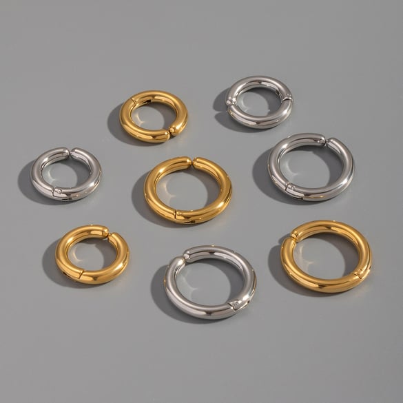 1 paire de manchettes d&#39;oreilles rondes en acier inoxydable couleur or 2