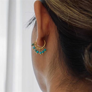 1 Pair Elegant Circle Calaite Stainless Steel Gold Color Women's Hoop Earrings h5 Picture4