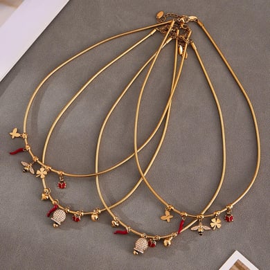 1 Piece Sophisticated Bee Stainless Steel Gold Color Zircon Women's Pendant Necklaces h5 Picture5
