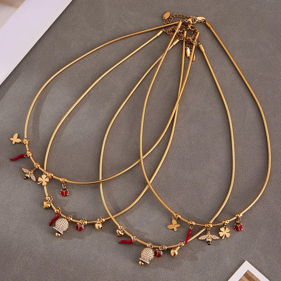 1 Piece Sophisticated Bee Stainless Steel Gold Color Zircon Women's Pendant Necklaces Picture5