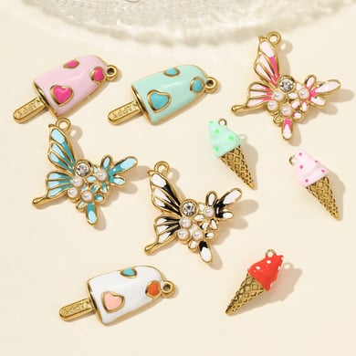 Pendentif pour femme en acier inoxydable couleur or, 1 pièce, motif sucré h5 Image4
