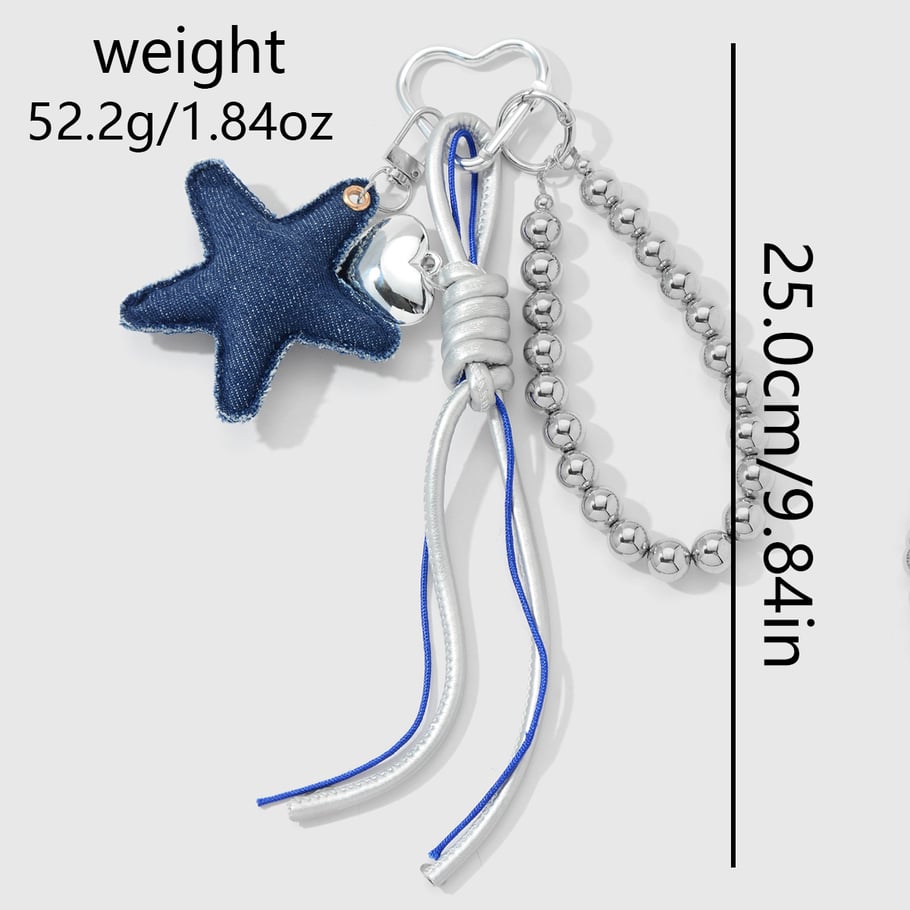 1 stuk Denimn Star Heart Bag Charm Afbeelding2