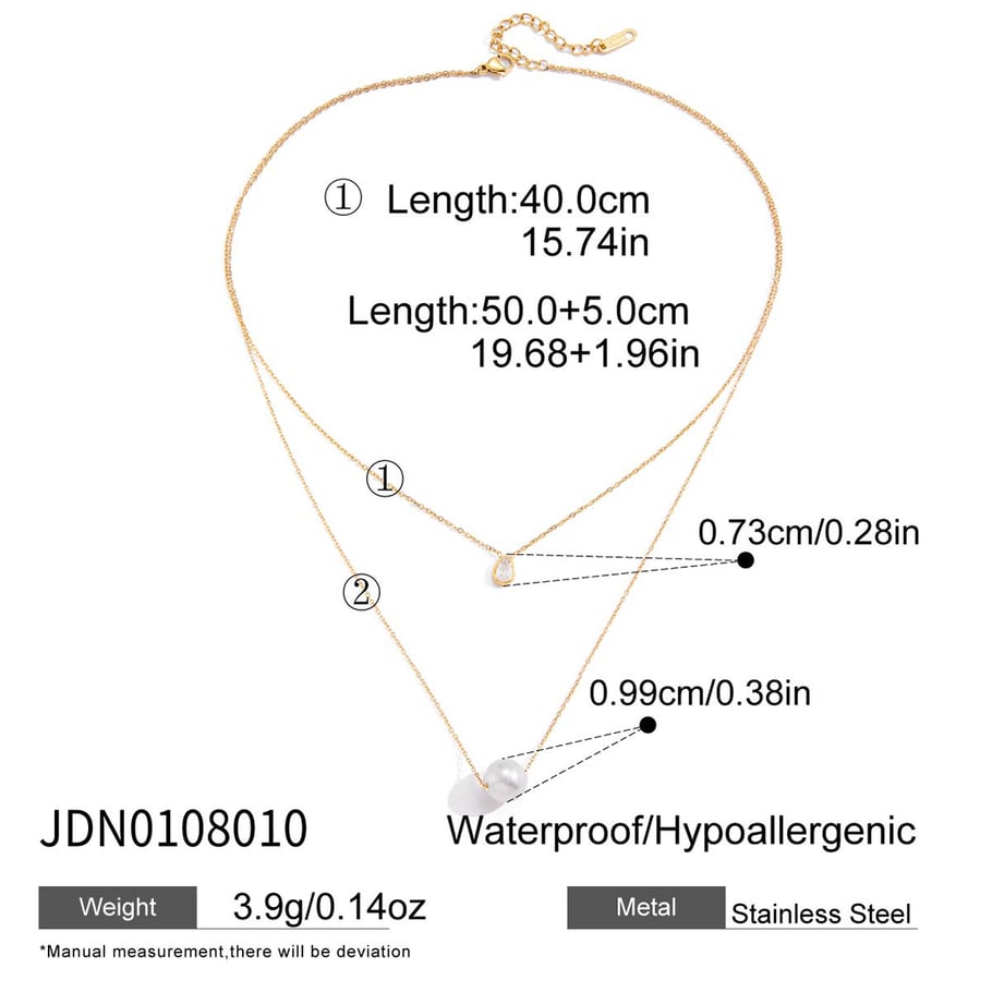 1 Piece Elegant Bead Stainless Steel Gold Color Women's Pendant Necklaces h5Picture2