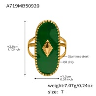 A719-Green Oil Drop Geometric Ring/No.7 Picture3