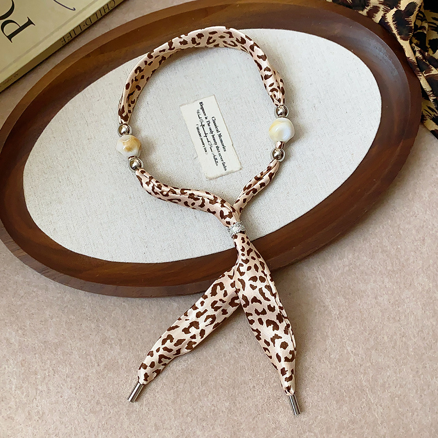 Collier foulard en tissu imprimé léopard rétro 1 pièce 