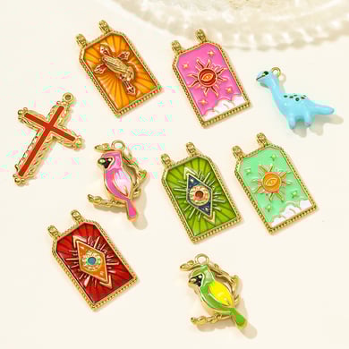 Pendentif de tarot luxueux en acier inoxydable couleur or pour femme, 1 pièce h5 Image4