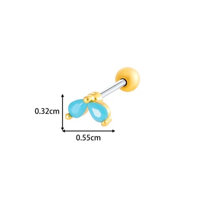 1 pezzo di orecchino piercing in pietra naturale color rame oro h5 Immagine2