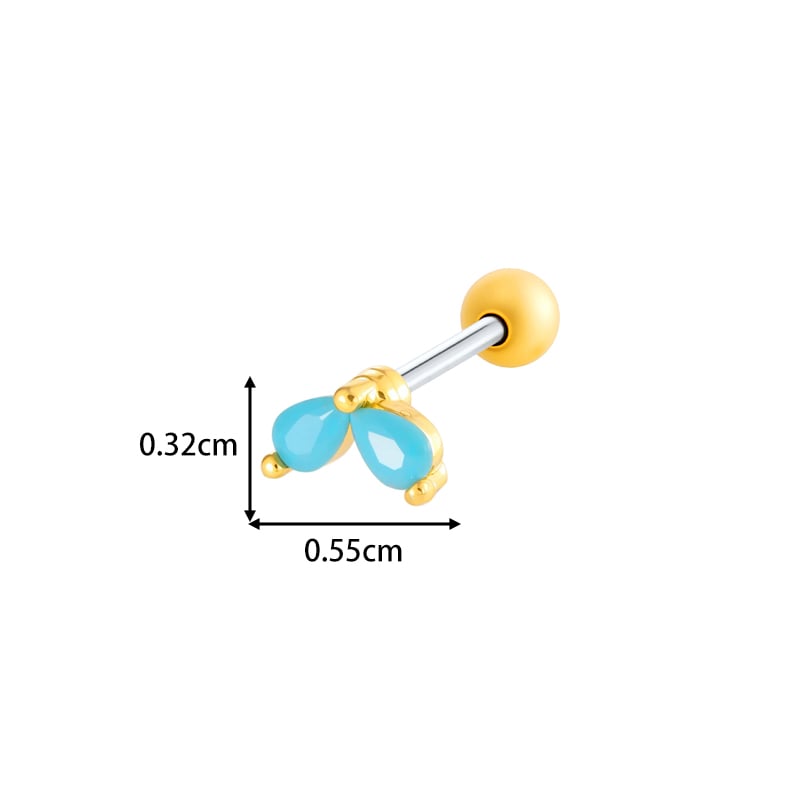 1 pezzo di orecchino piercing in pietra naturale color rame oro Immagine2