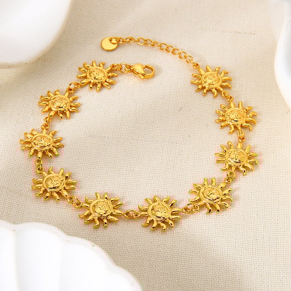 1 Piece  Natural Sun Patchwork Stainless Steel  Gold Color  Anklets 2
