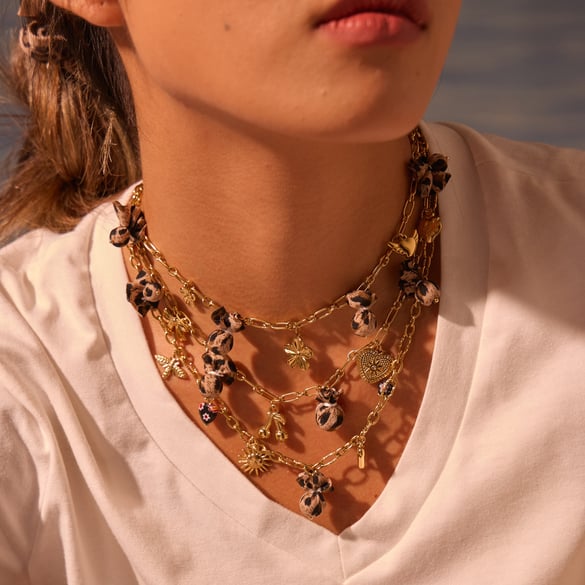 1 Piece  Irregular Shape Heart Leopard Print Stainless Steel  Women's Pendant Necklaces 2