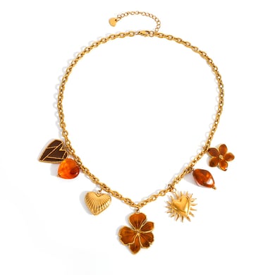 1 Piece  Flower Heart Sun Stainless Steel Women's Pendant Necklaces h5 Picture5