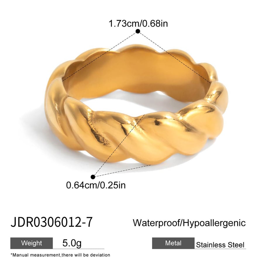 1 Stück klassischer Twist, gemischte Gold- und Silberfarben, minimalistischer Edelstahlring für Damen 