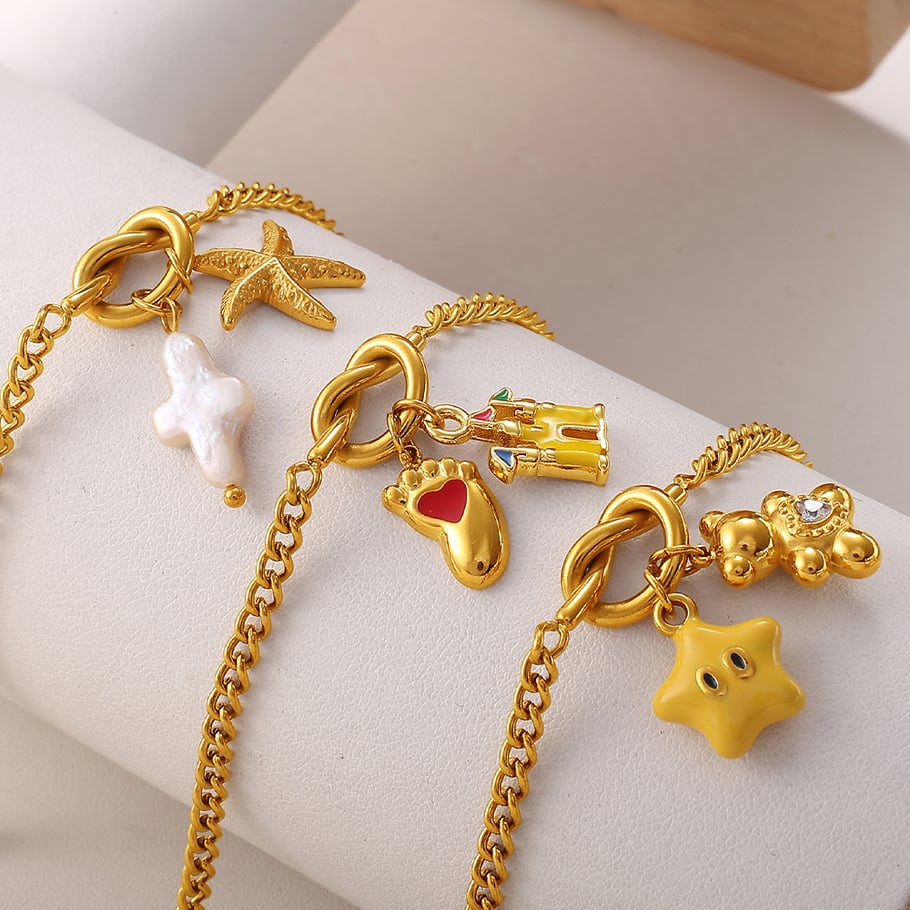 1 Piece Stainless Steel Gold Color DIY Charm Bracelet h5Picture2
