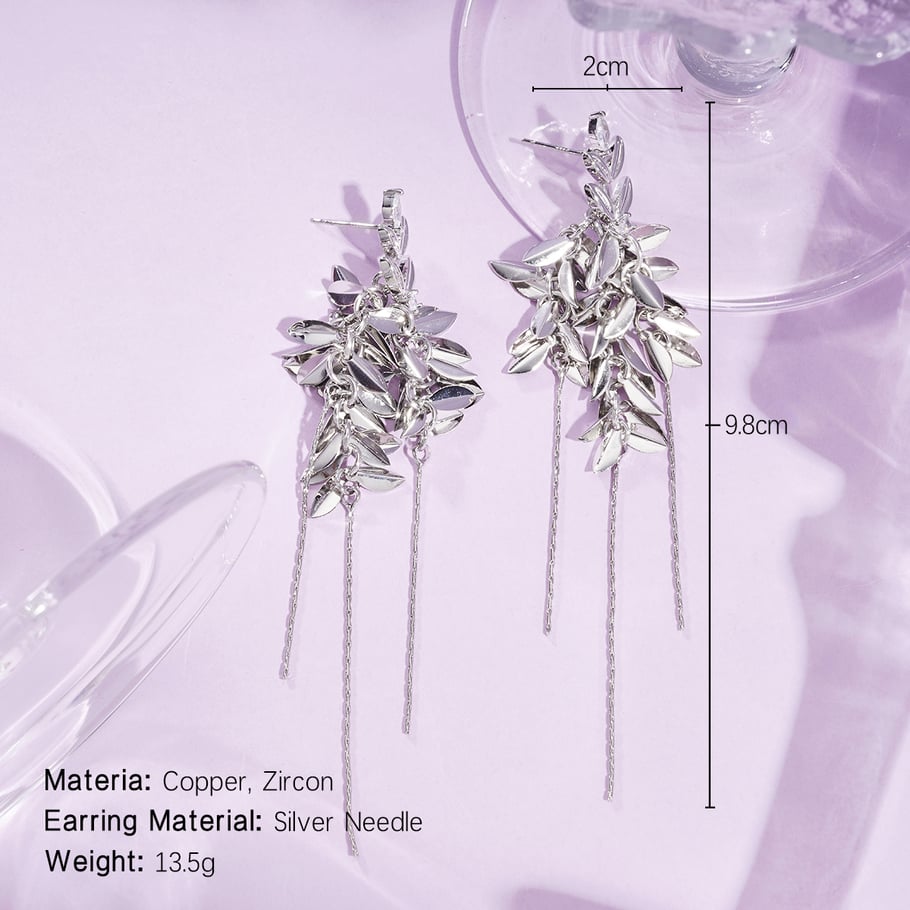 1 Pair Festive Series Tassel Copper Dangle Earrings 