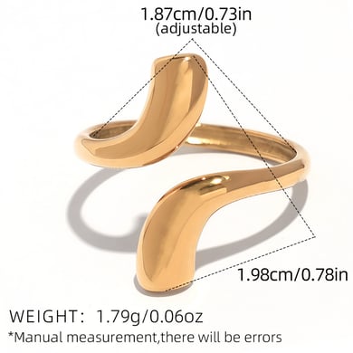 1 Stück einfache Statement-Ringe aus Edelstahl mit unregelmäßiger Form für Damen h5 