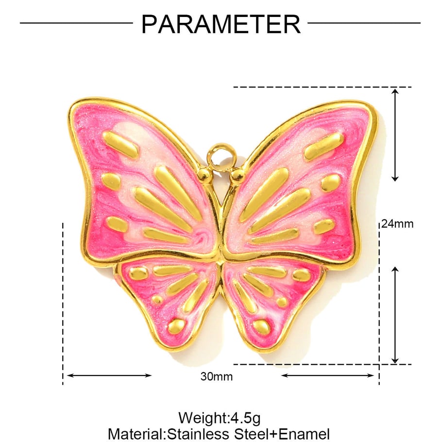 Pendentif papillon radieux en acier inoxydable couleur or pour femme, 1 pièce Image2