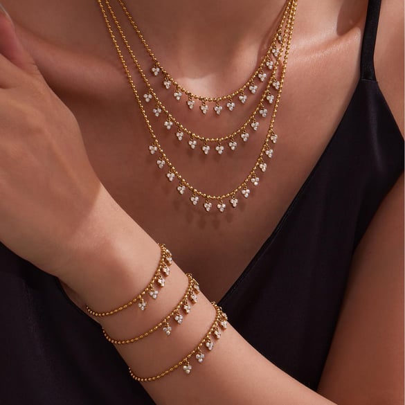 Conjuntos de joyas para mujer con borlas de corazón romántico, círculo de acero inoxidable, color dorado y circonita 2