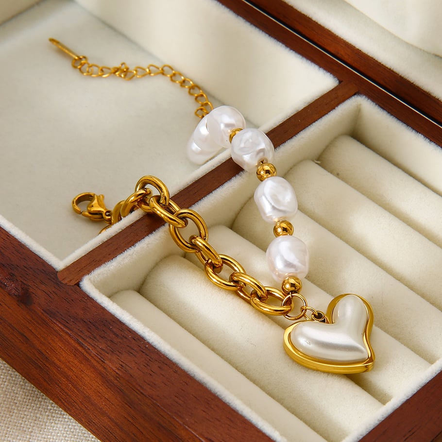 1 Piece  Sweet Irregular Shape Heart Chain Stainless Steel  Women's Charm Bracelets Picture5