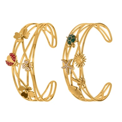 1 Piece Luxurious Ladybird Stainless Steel Gold Color Zircon Women's Cuff Bracelets h5 Picture5