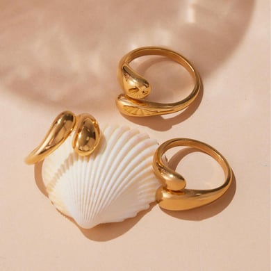 1 Piece Classic Irregular Shape Stainless Steel Gold Color Statement Rings h5 Picture3