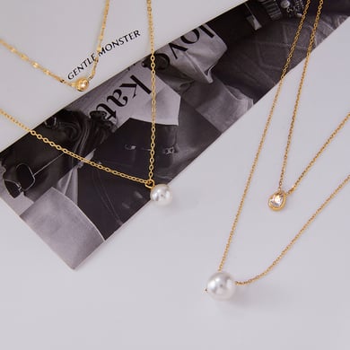 1 Piece Elegant Bead Stainless Steel Gold Color Women's Pendant Necklaces h5 Picture5