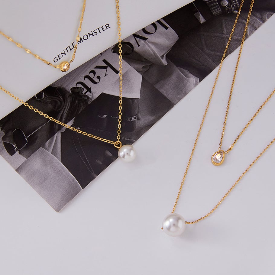 1 Piece Elegant Bead Stainless Steel Gold Color Women's Pendant Necklaces Picture5