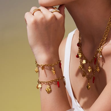 Luxurious Heart&Chili Stainless Steel Gold Color Women's Jewelry Sets h5 Picture3