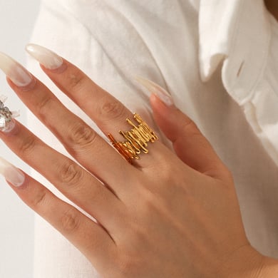 1 Piece Simple Daily Irregular Shape Stainless Steel Women's Statement Rings h5 Picture5