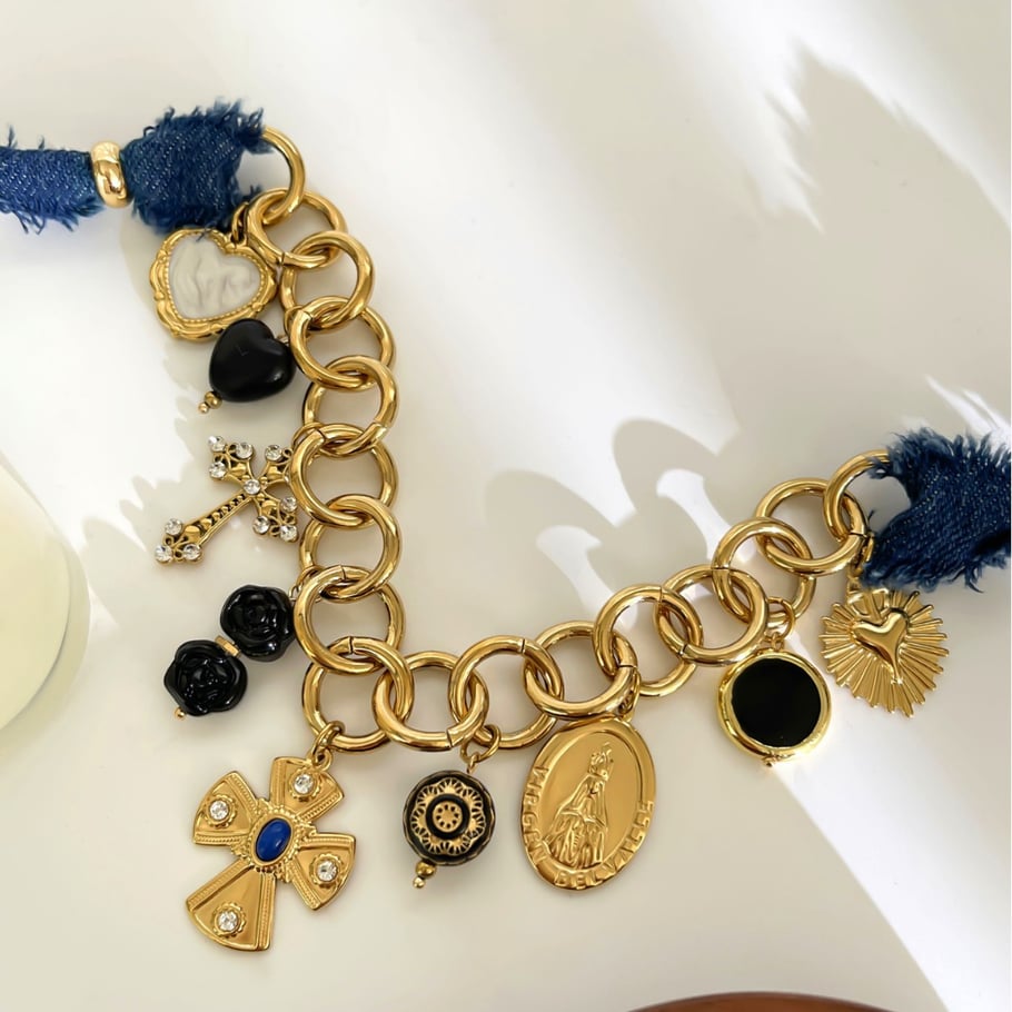1 Piece Cross Gold Color Acrylic Pendant Necklace Picture4
