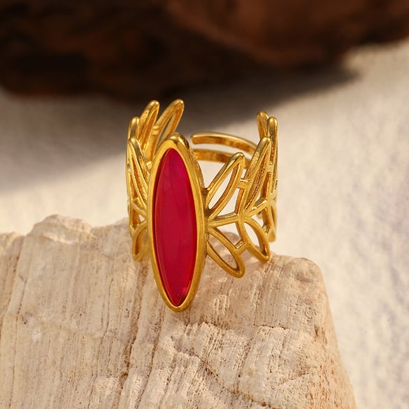 1 Piece Irregular Shape Stainless Steel Gold Color Statement Ring
