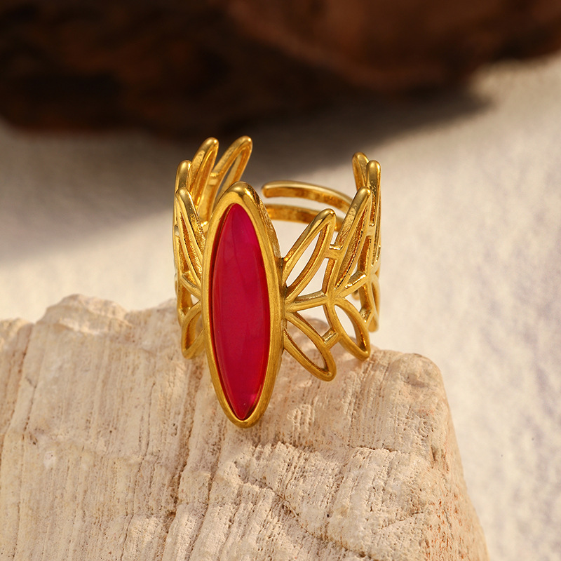 1 Piece Irregular Shape Stainless Steel Gold Color Statement Ring h5Picture2