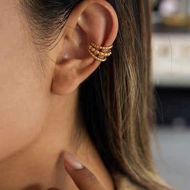 1 Piece Minimalist Circle Stainless Steel Gold Color Women's Ear Cuffs h5 Picture4