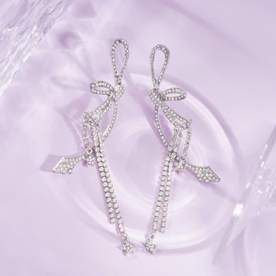 1 Pair Festive Series Bow Knot Tassel Alloy Drop Earrings h5 Picture4
