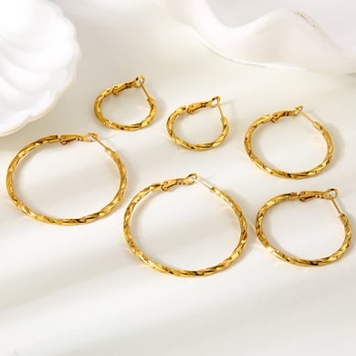 1 Set Simple  Daily Circle Stainless Steel   Gold Color  Women's Earring Sets h5 Picture2