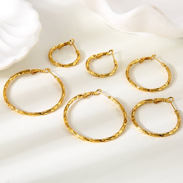 1 Set Simple  Daily Circle Stainless Steel   Gold Color  Women's Earring Sets