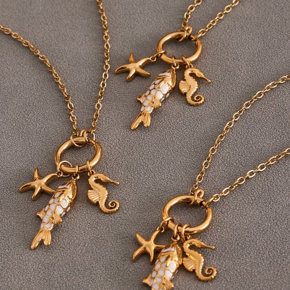 Exquisite Fish Stainless Steel Gold Color Women's Jewelry Sets