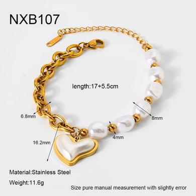 1 Piece  Sweet Irregular Shape Heart Chain Stainless Steel  Women's Charm Bracelets h5 