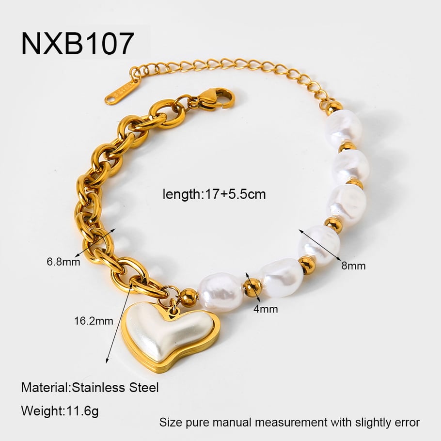 1 Piece  Sweet Irregular Shape Heart Chain Stainless Steel  Women's Charm Bracelets 