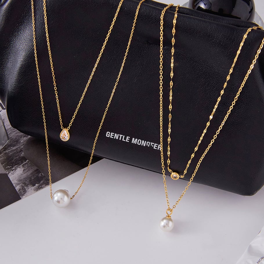 1 Piece Elegant Bead Stainless Steel Gold Color Women's Pendant Necklaces Picture4