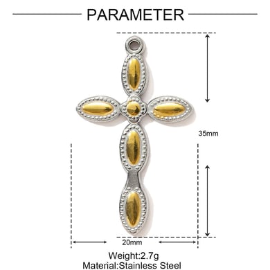 1 Stück Kreuz gemischte Gold- und Silberfarben Edelstahl Damenanhänger h5 Bild2