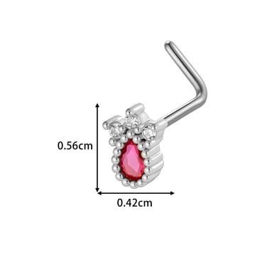 1 Piece Flower Copper Gold Color Zircon Nose Stud h5 Picture2